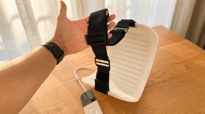 ストラップで固定で背中ケア可能